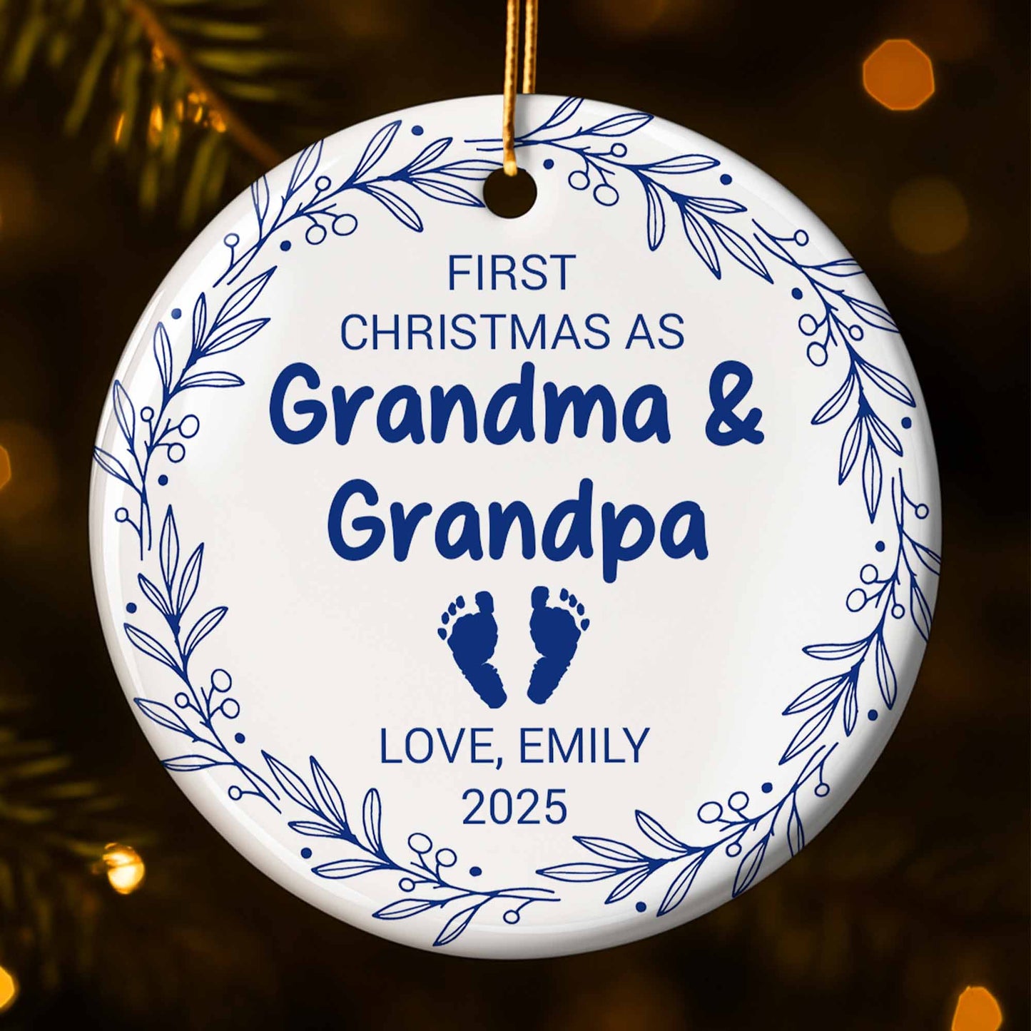 First Christmas As Grandma & Grandpa, Baby Footprints