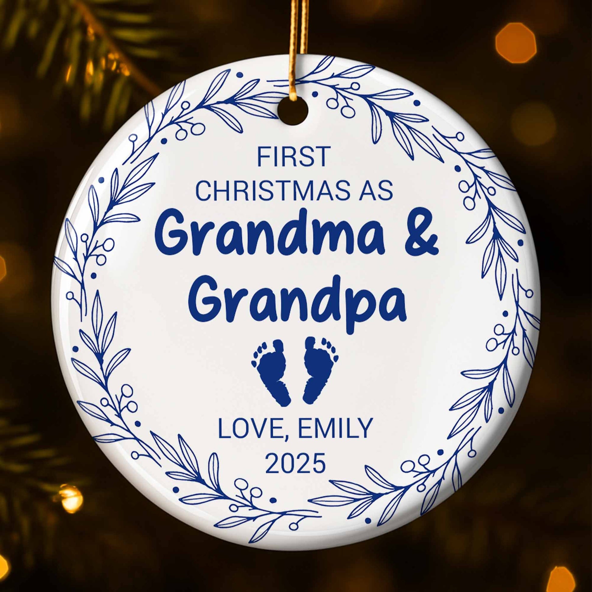 First Christmas As Grandma & Grandpa, Baby Footprints