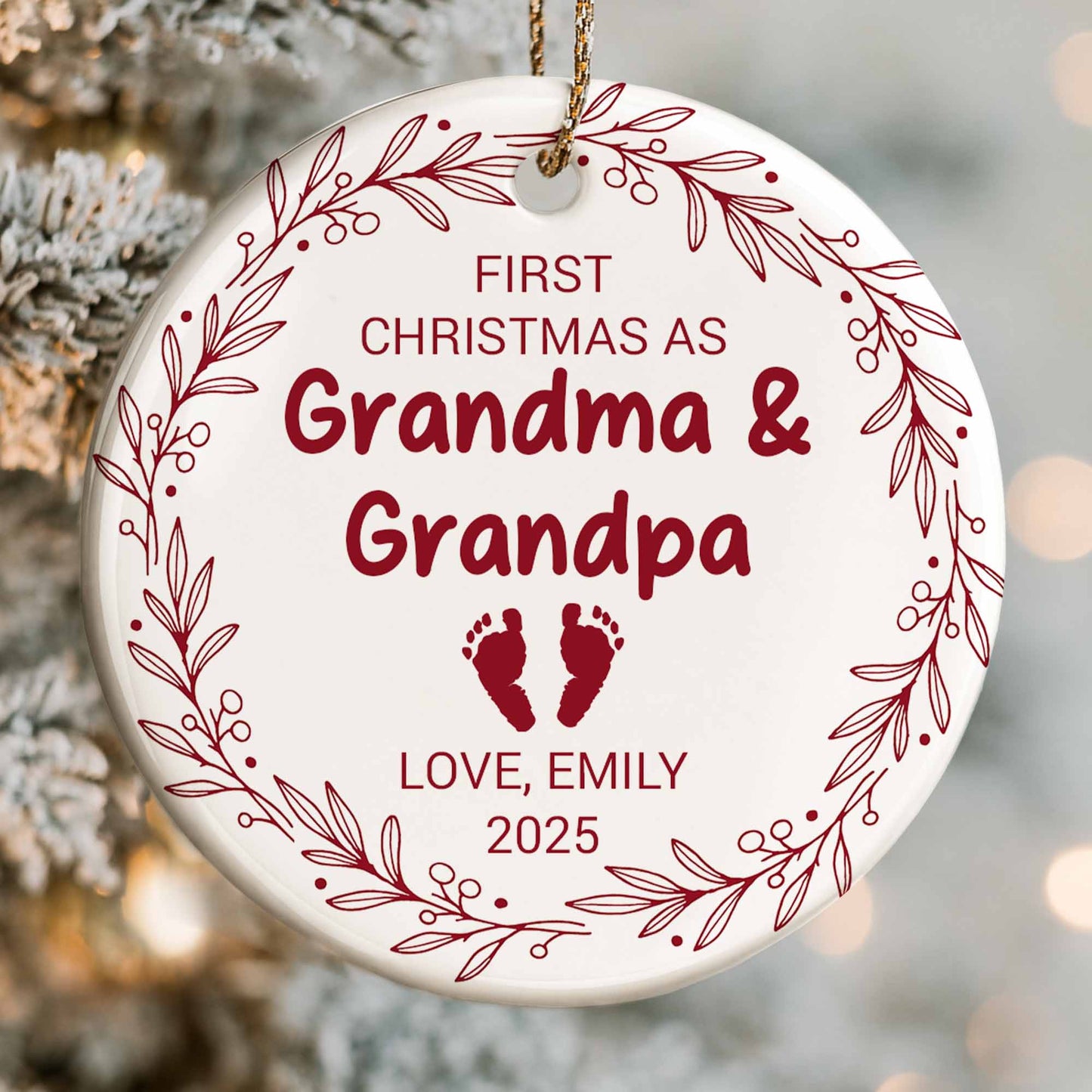 First Christmas As Grandma & Grandpa, Baby Footprints