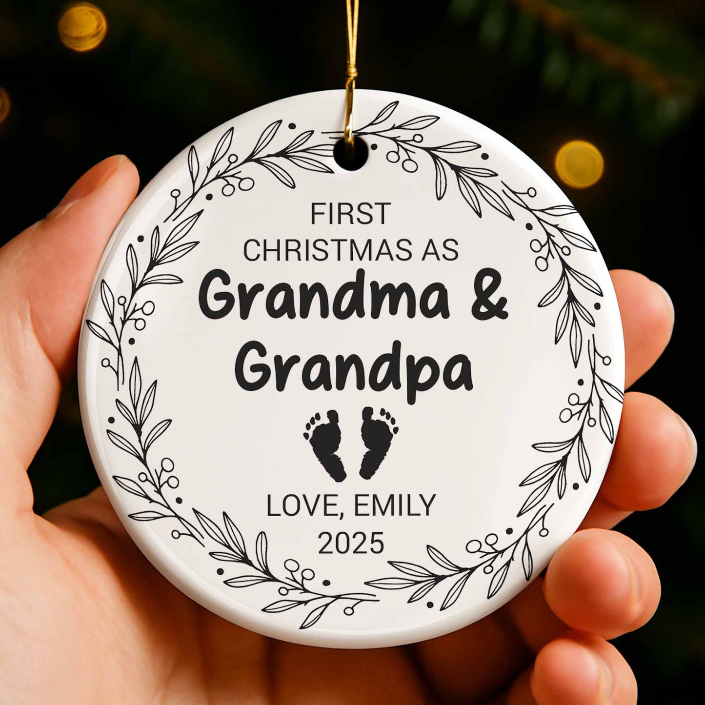 First Christmas As Grandma & Grandpa, Baby Footprints