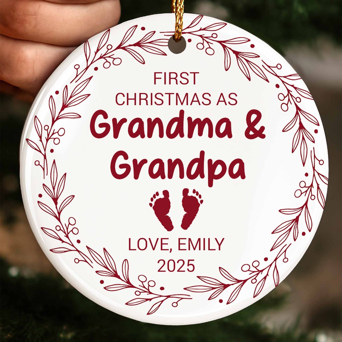 First Christmas As Grandma & Grandpa, Baby Footprints