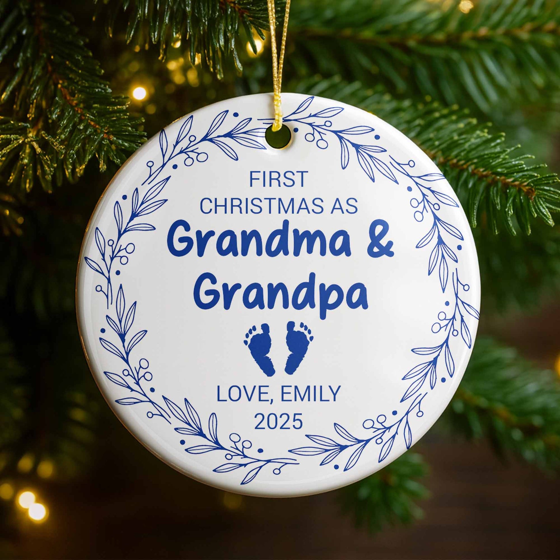 First Christmas As Grandma & Grandpa, Baby Footprints