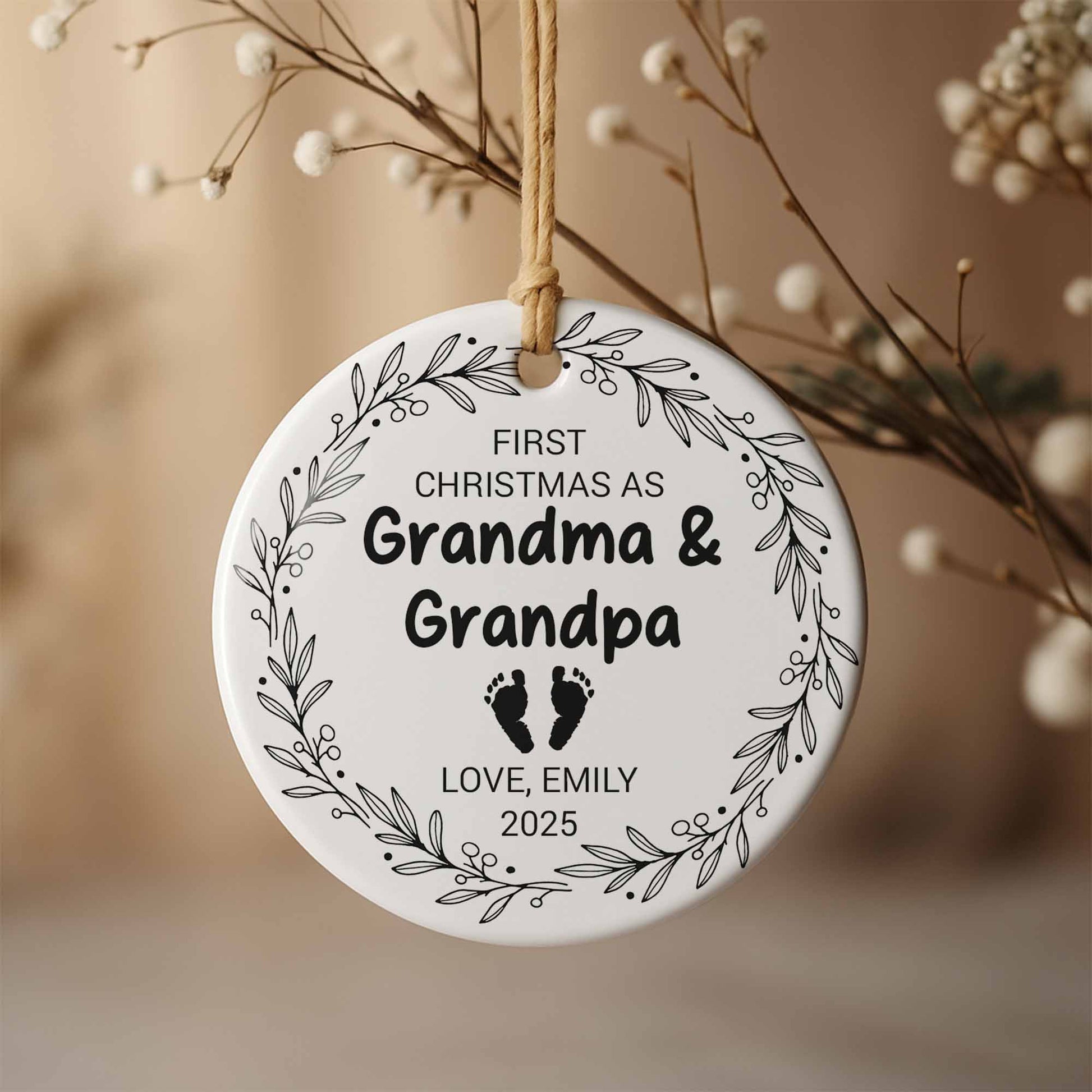 First Christmas As Grandma & Grandpa, Baby Footprints