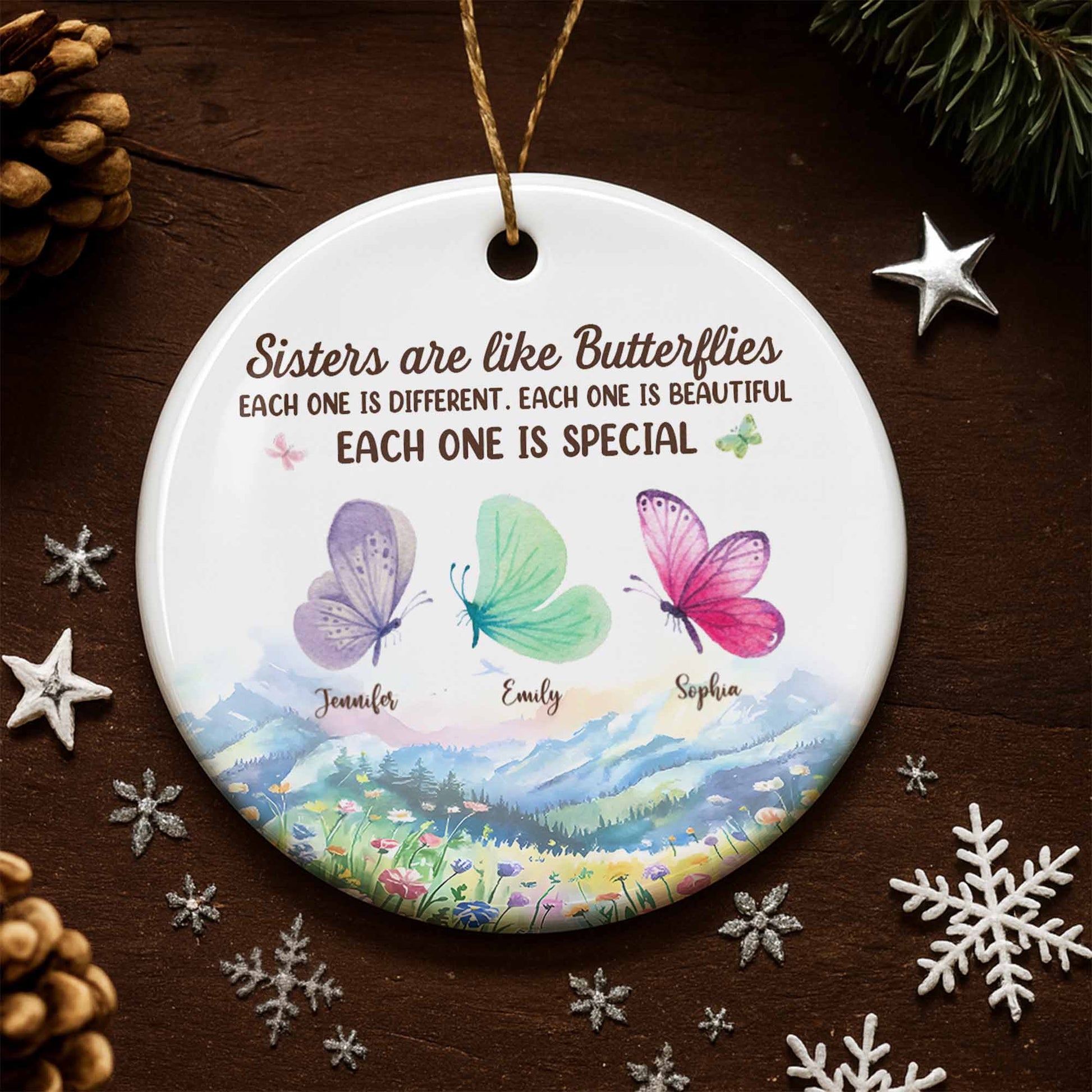 Sisters Are Like Butterflies, Each One Special with Floral and Butterfly Design