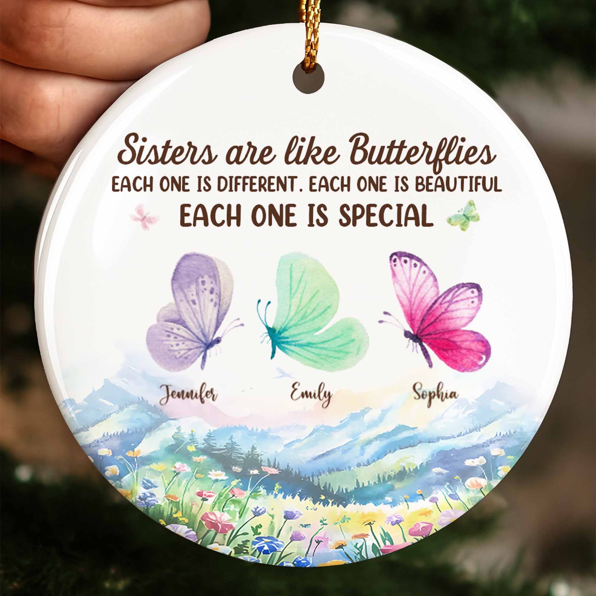 Sisters Are Like Butterflies, Each One Special with Floral and Butterfly Design