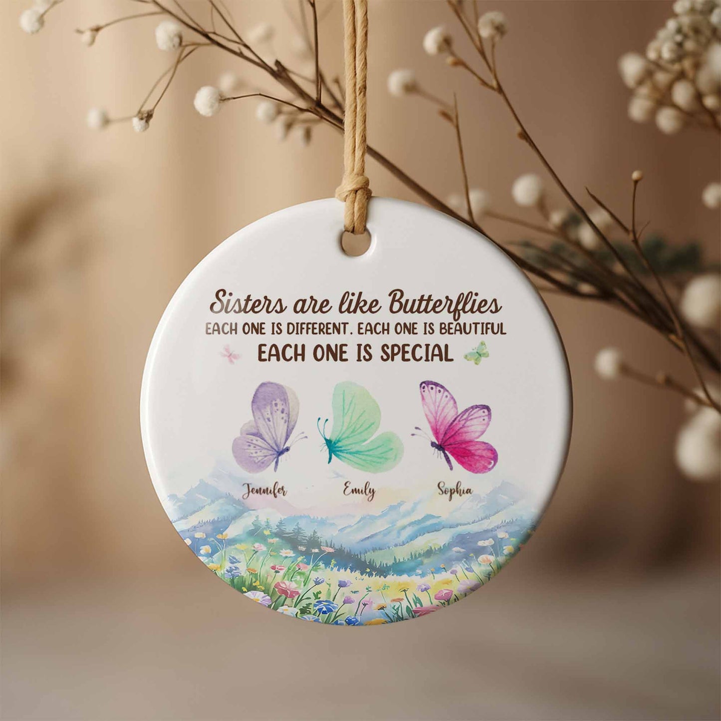 Sisters Are Like Butterflies, Each One Special with Floral and Butterfly Design