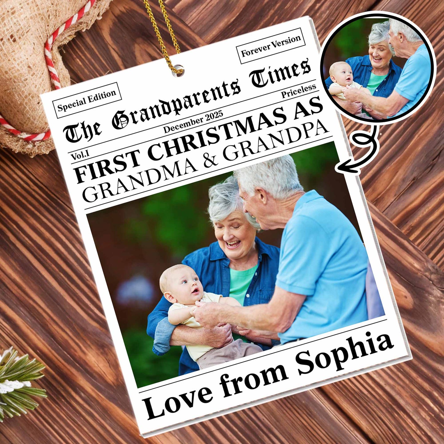 First Christmas As Grandma & Grandpa, Newspaper Design