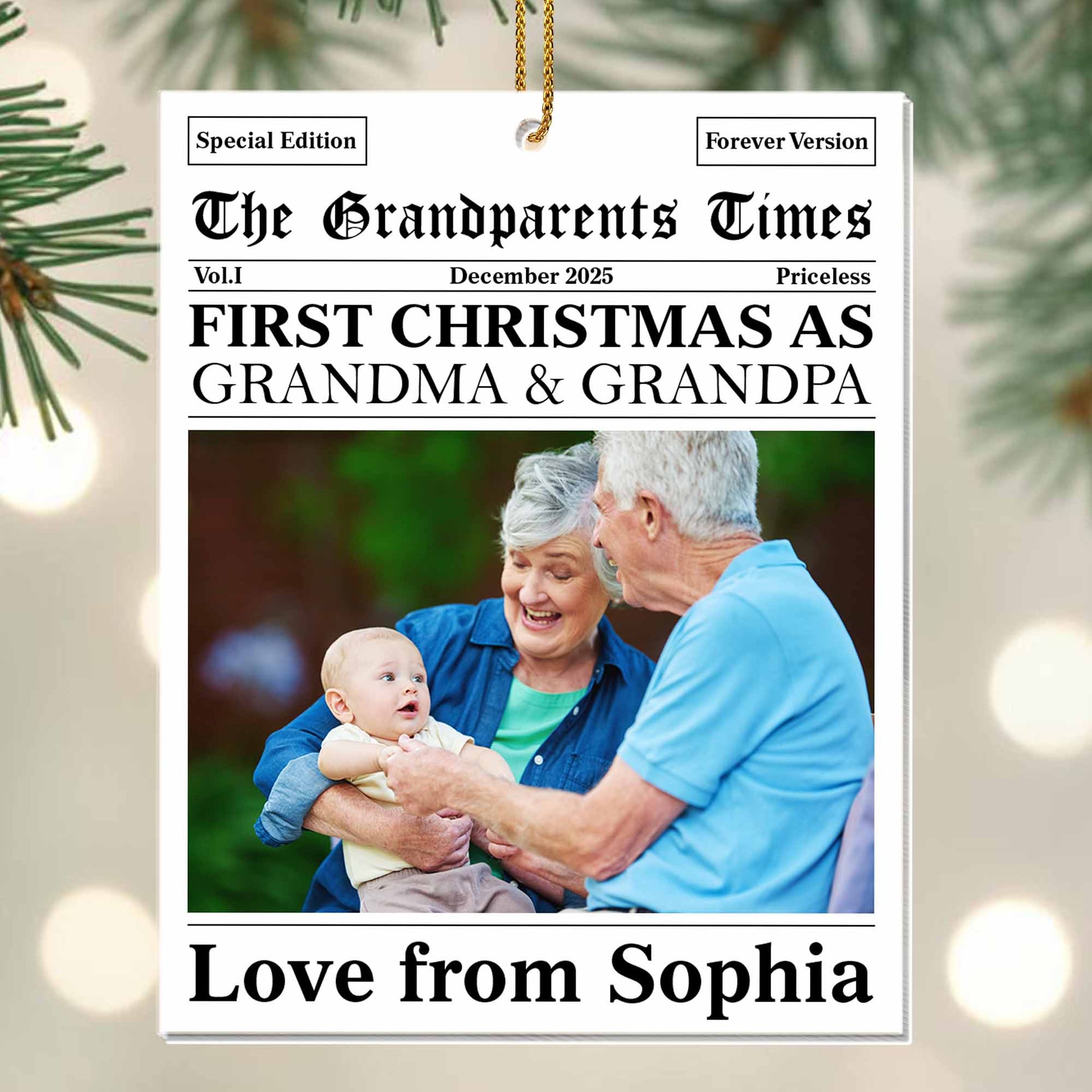 First Christmas As Grandma & Grandpa, Newspaper Design