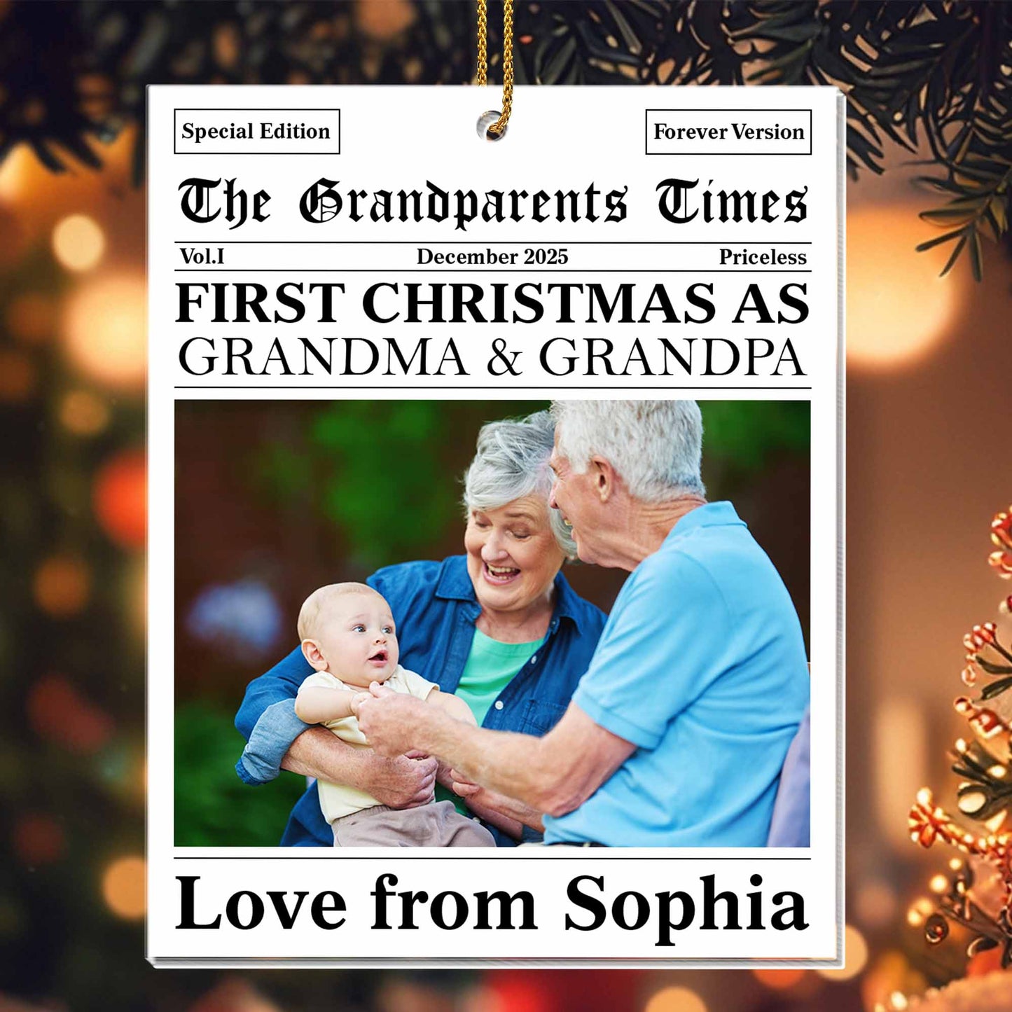 First Christmas As Grandma & Grandpa, Newspaper Design