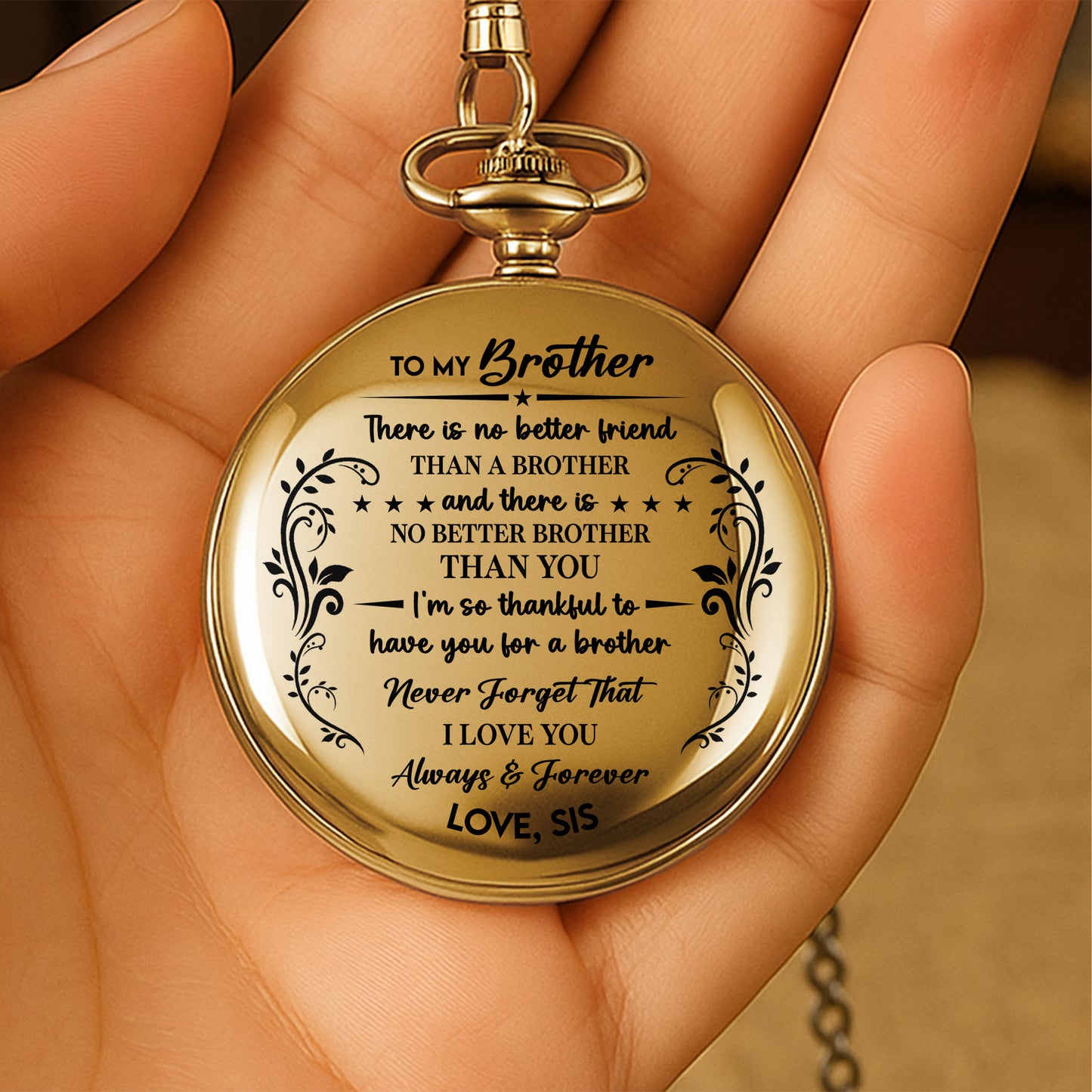 To My Brother, Love & Forever, Floral And Stars Design