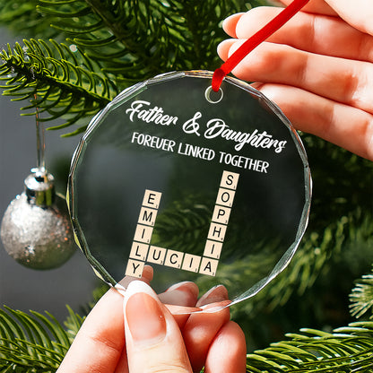 Father & Daughters Forever Linked Together Glass Ornament