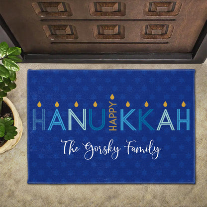 Happy Hanukkah Custom Doormat With Candles