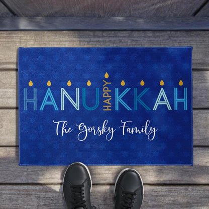 Happy Hanukkah Custom Doormat With Candles