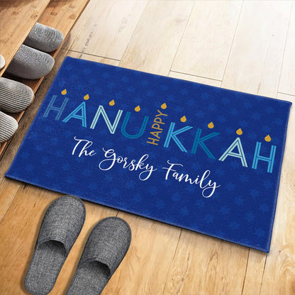 Happy Hanukkah Custom Doormat With Candles