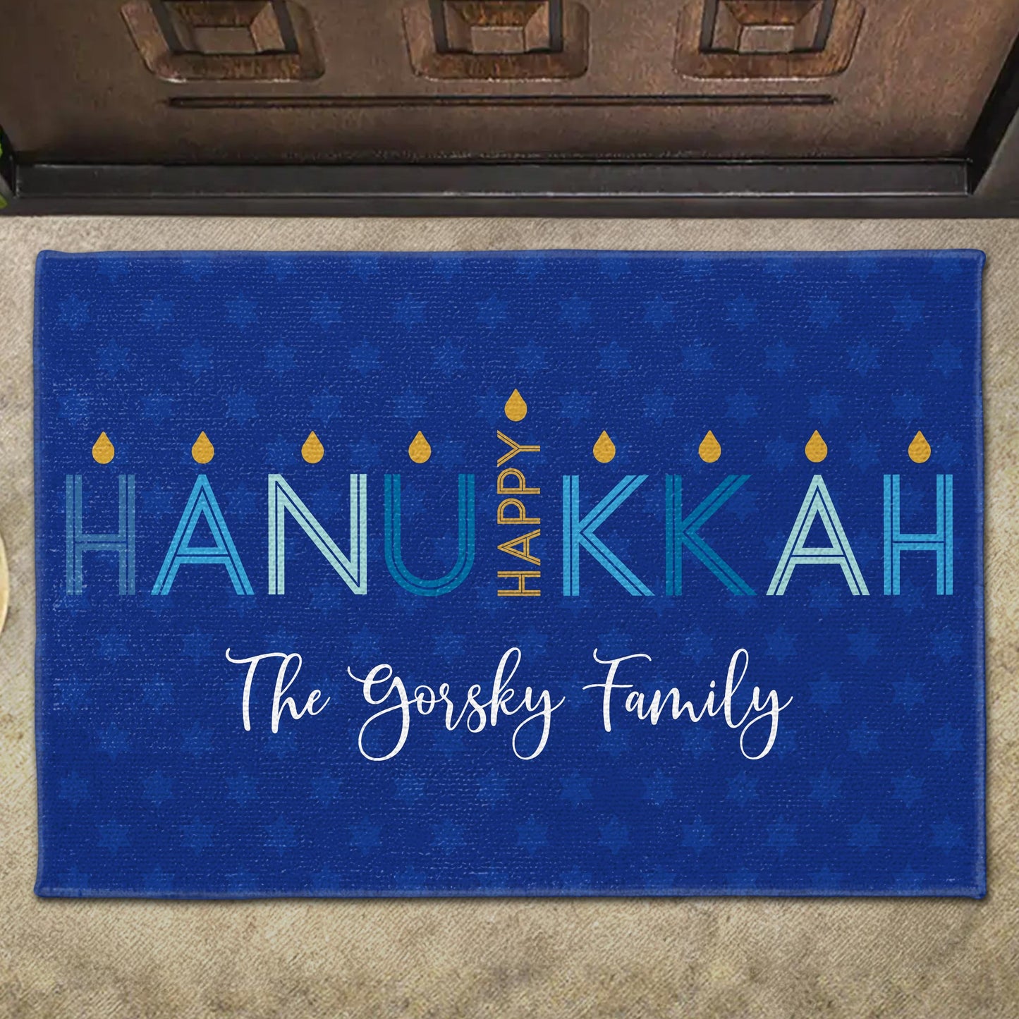 Happy Hanukkah Custom Doormat With Candles