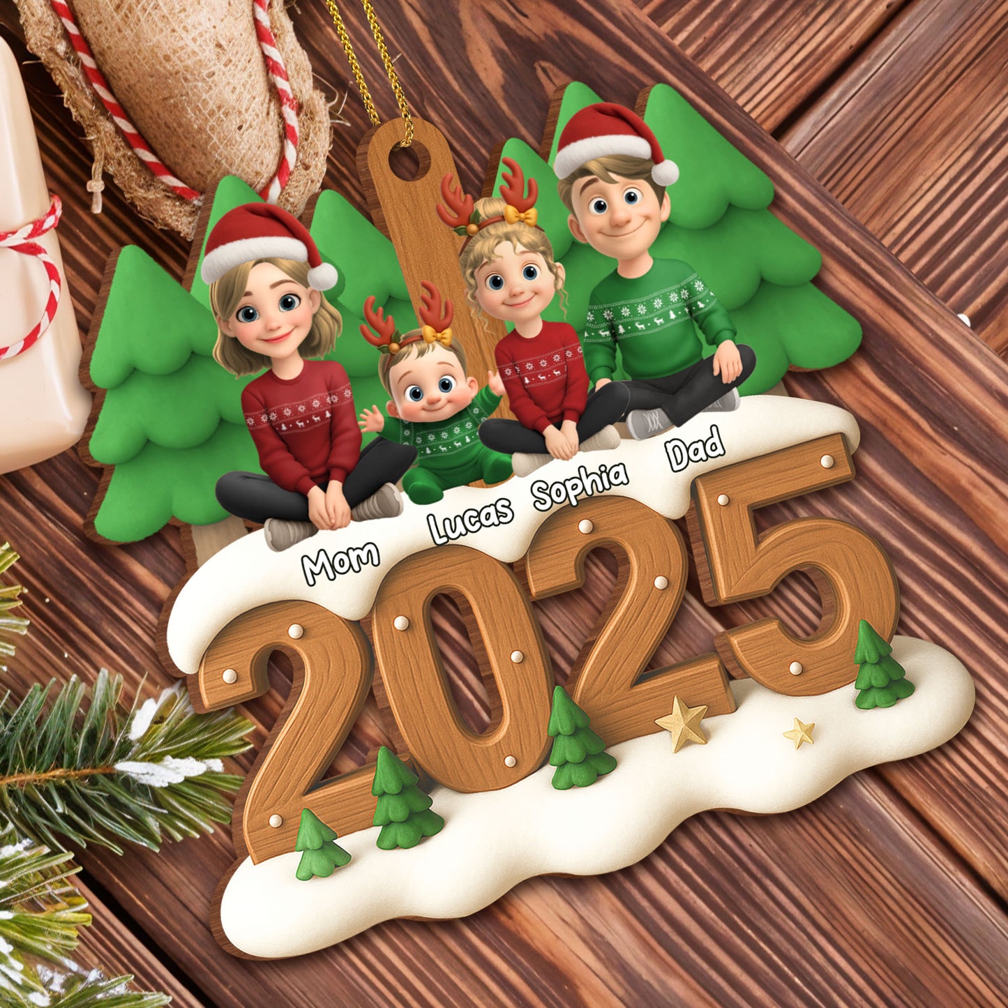 Celebrate Your Family This Holiday, Christmas Ornaments - Personalized Custom Wood Ornament, Custom Shaped - FAM615_WDO