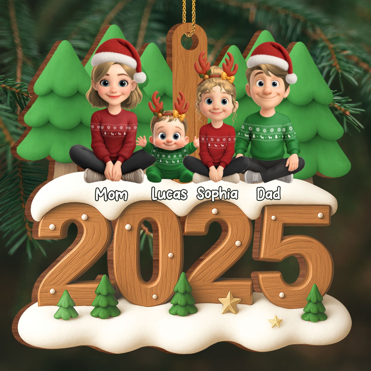 Celebrate Your Family This Holiday, Christmas Ornaments - Personalized Custom Wood Ornament, Custom Shaped - FAM615_WDO