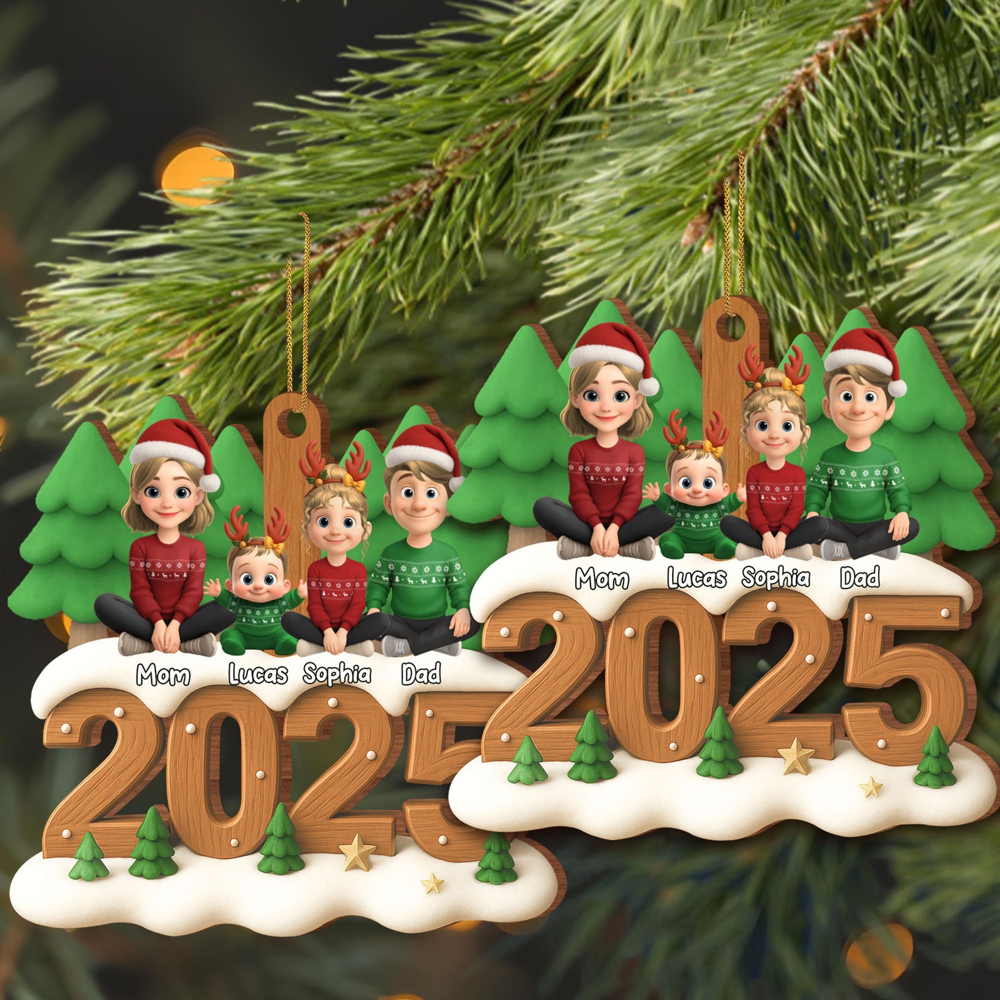 Celebrate Your Family This Holiday, Christmas Ornaments - Personalized Custom Wood Ornament, Custom Shaped - FAM615_WDO