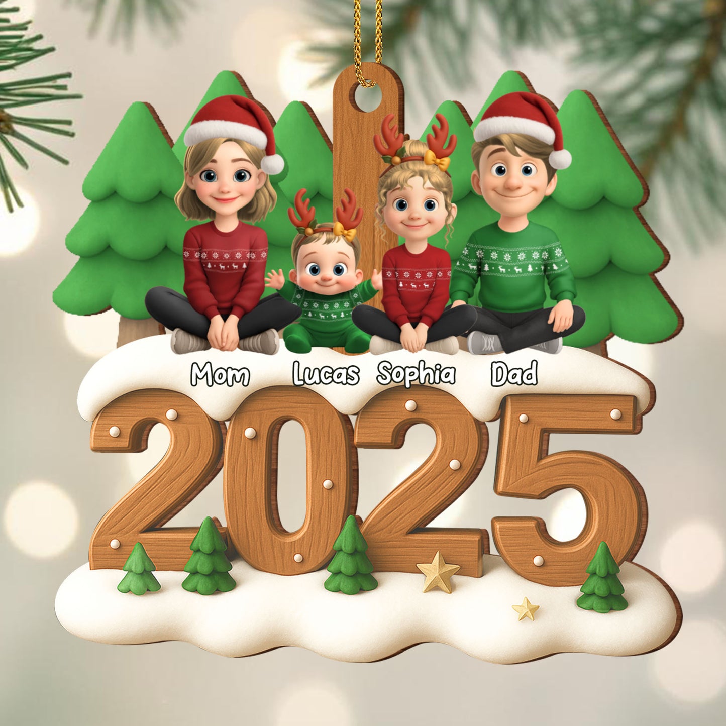 Celebrate Your Family This Holiday, Christmas Ornaments - Personalized Custom Wood Ornament, Custom Shaped - FAM615_WDO