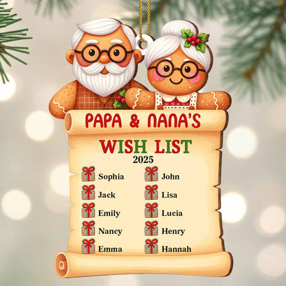 Papa & Nana's Wish List With Santa Figures And Holiday Gifts