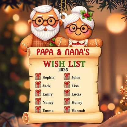 Papa & Nana's Wish List With Santa Figures And Holiday Gifts