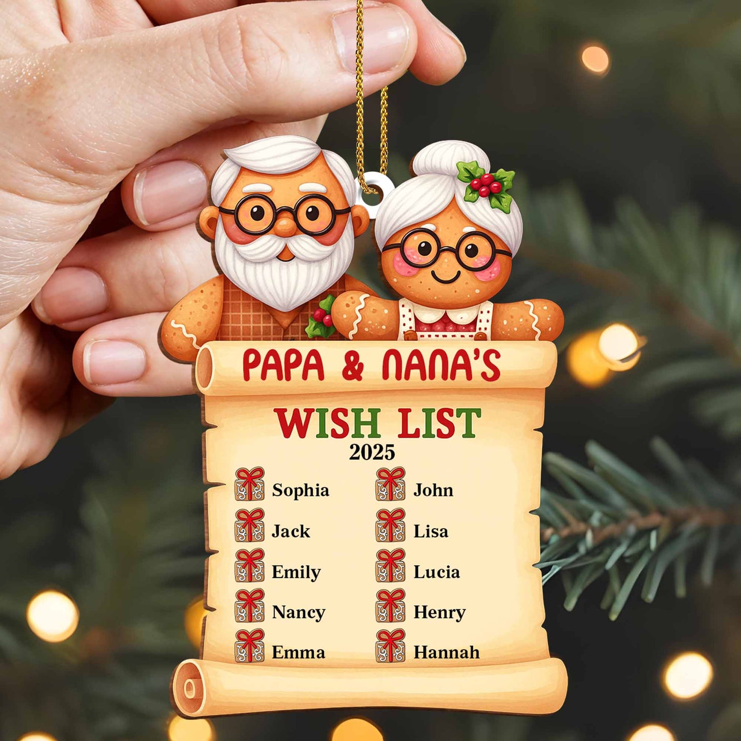 Papa & Nana's Wish List With Santa Figures And Holiday Gifts