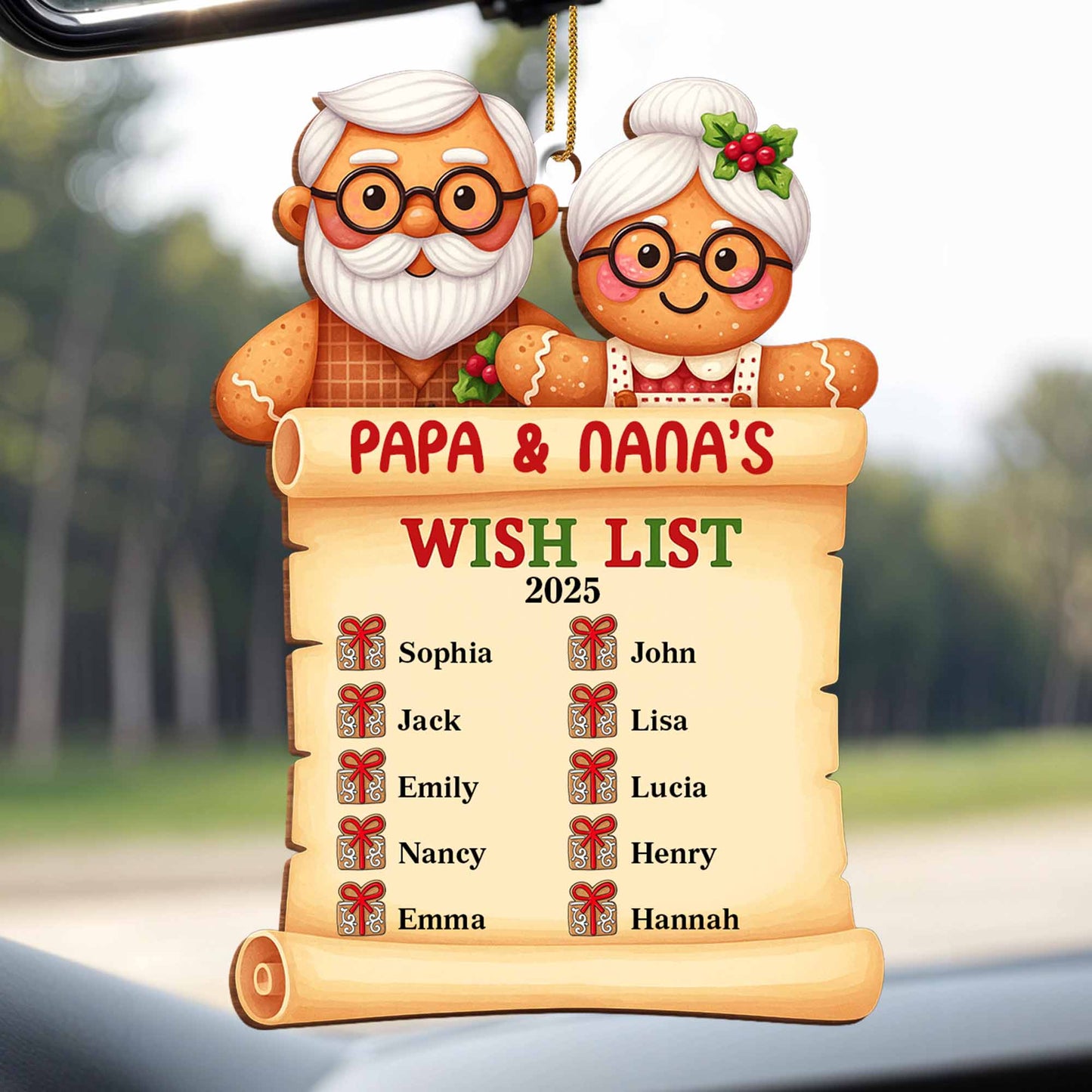 Papa & Nana's Wish List With Santa Figures And Holiday Gifts