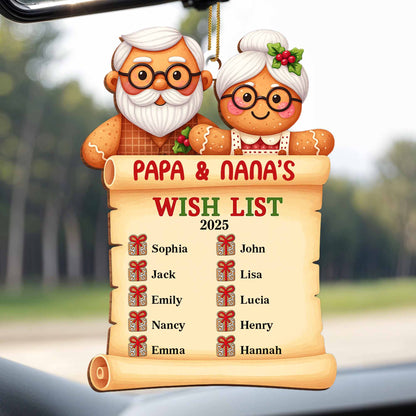 Papa & Nana's Wish List With Santa Figures And Holiday Gifts