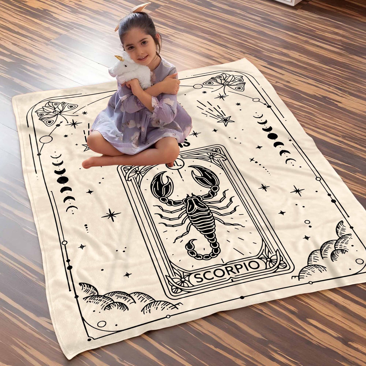 Zodiac Sign and Tarot Card Style Blanket For Scorpio