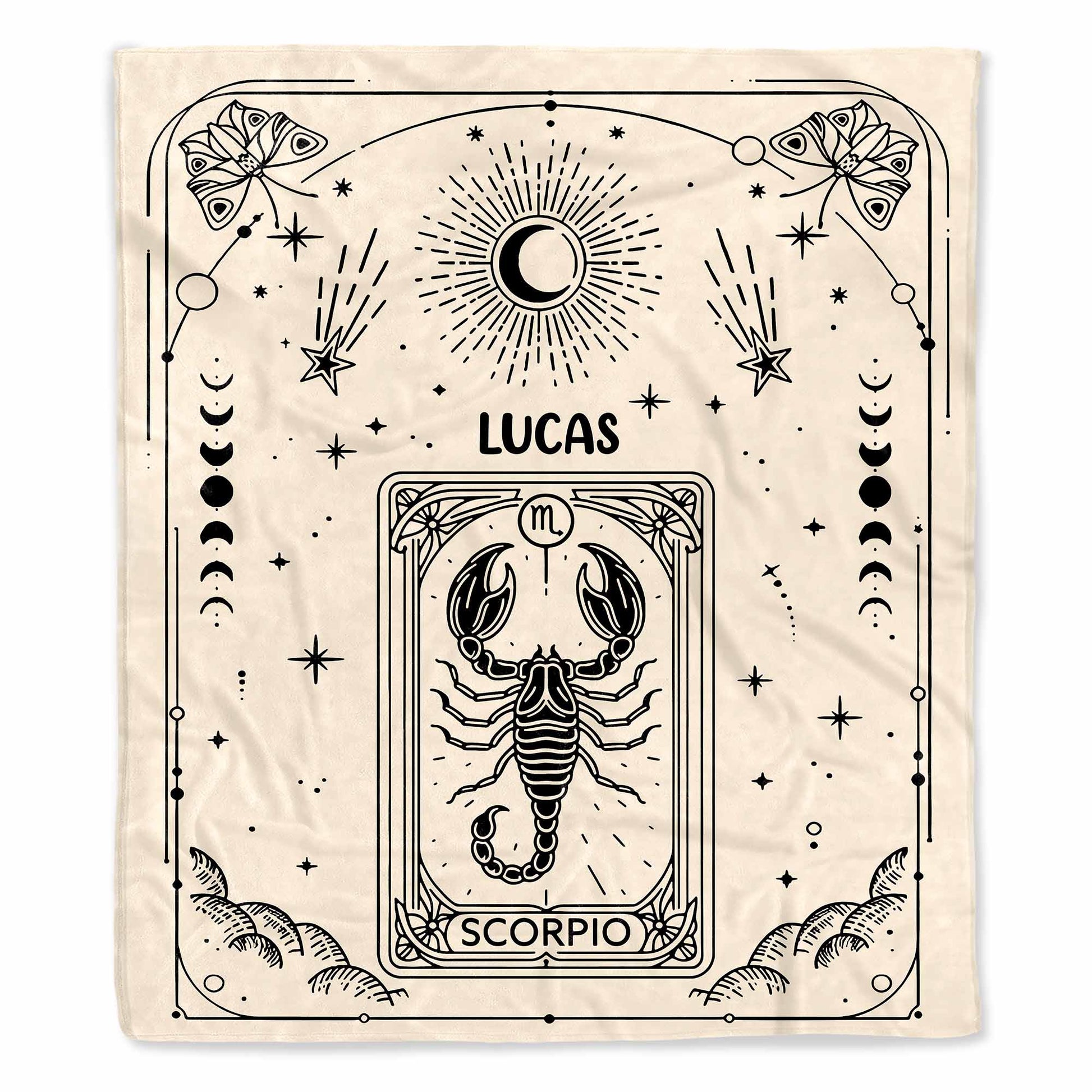 Zodiac Sign and Tarot Card Style Blanket For Scorpio