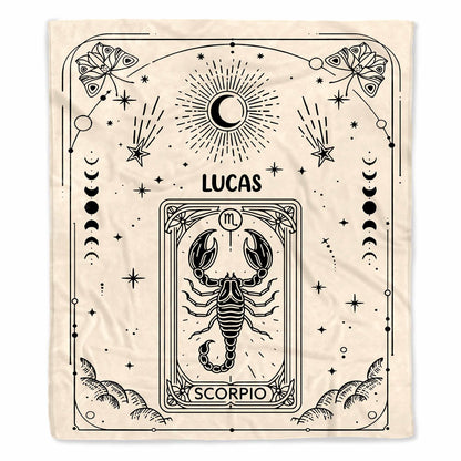 Zodiac Sign and Tarot Card Style Blanket For Scorpio
