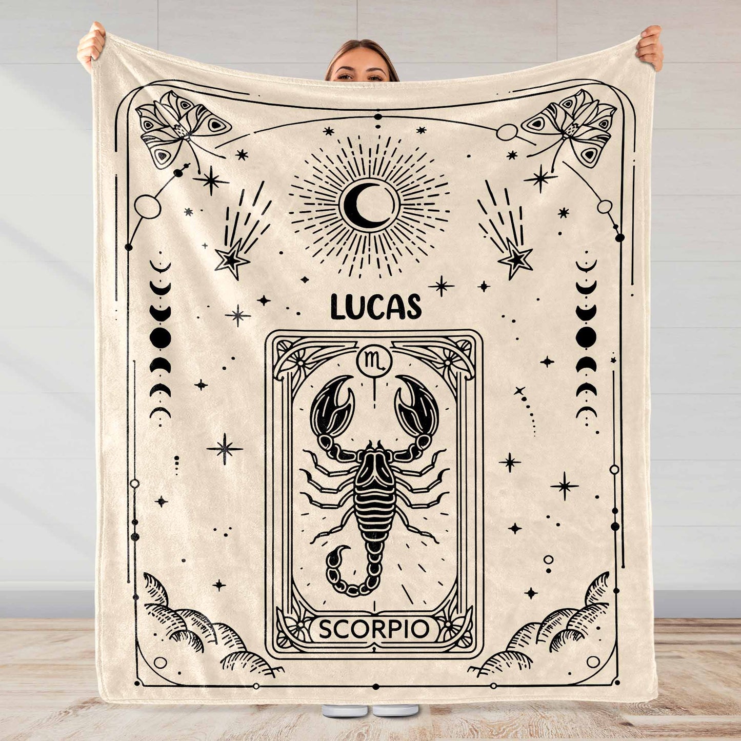 Zodiac Sign and Tarot Card Style Blanket For Scorpio