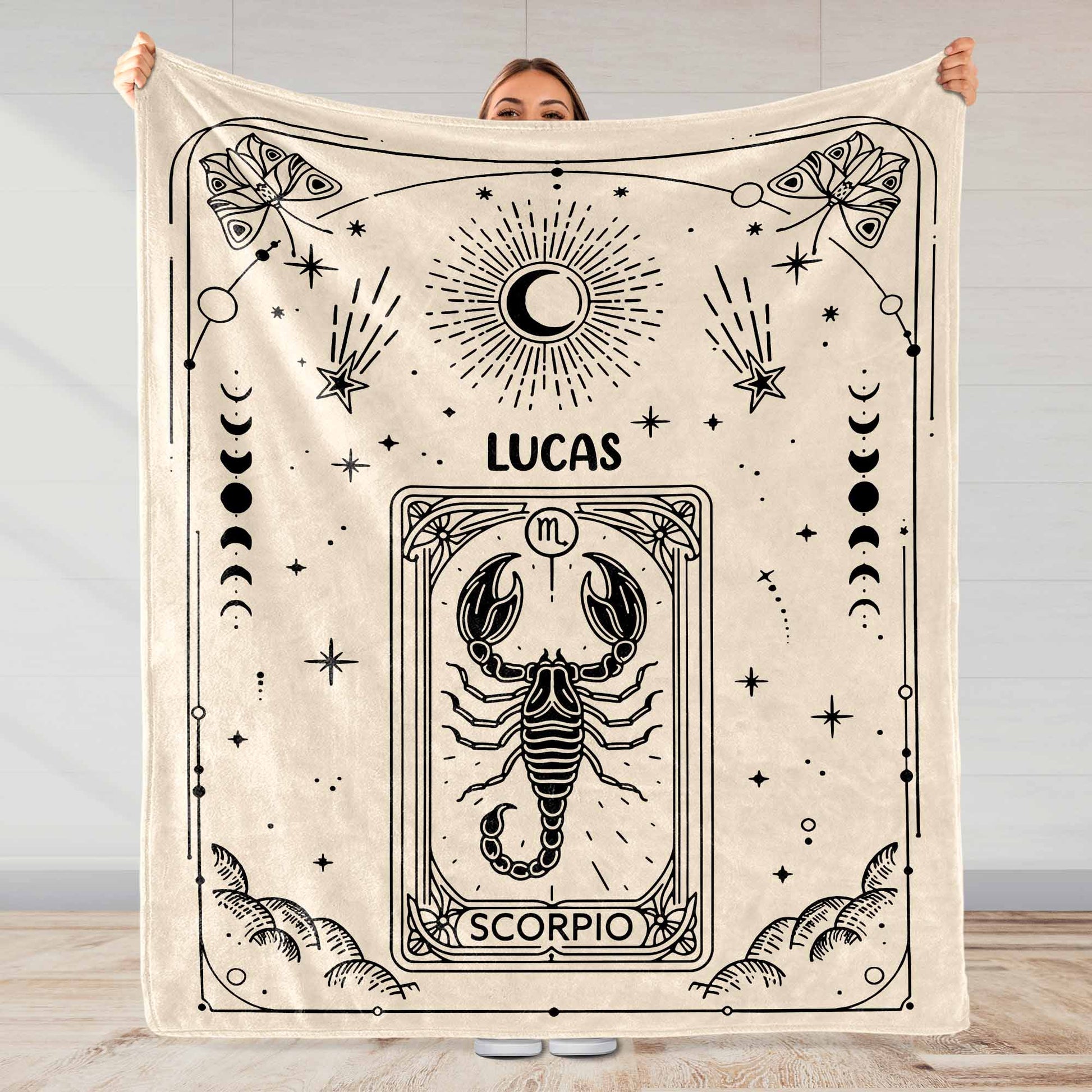 Zodiac Sign and Tarot Card Style Blanket For Scorpio