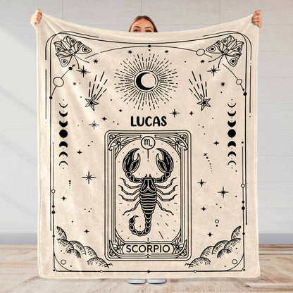 Zodiac Sign and Tarot Card Style Blanket For Scorpio