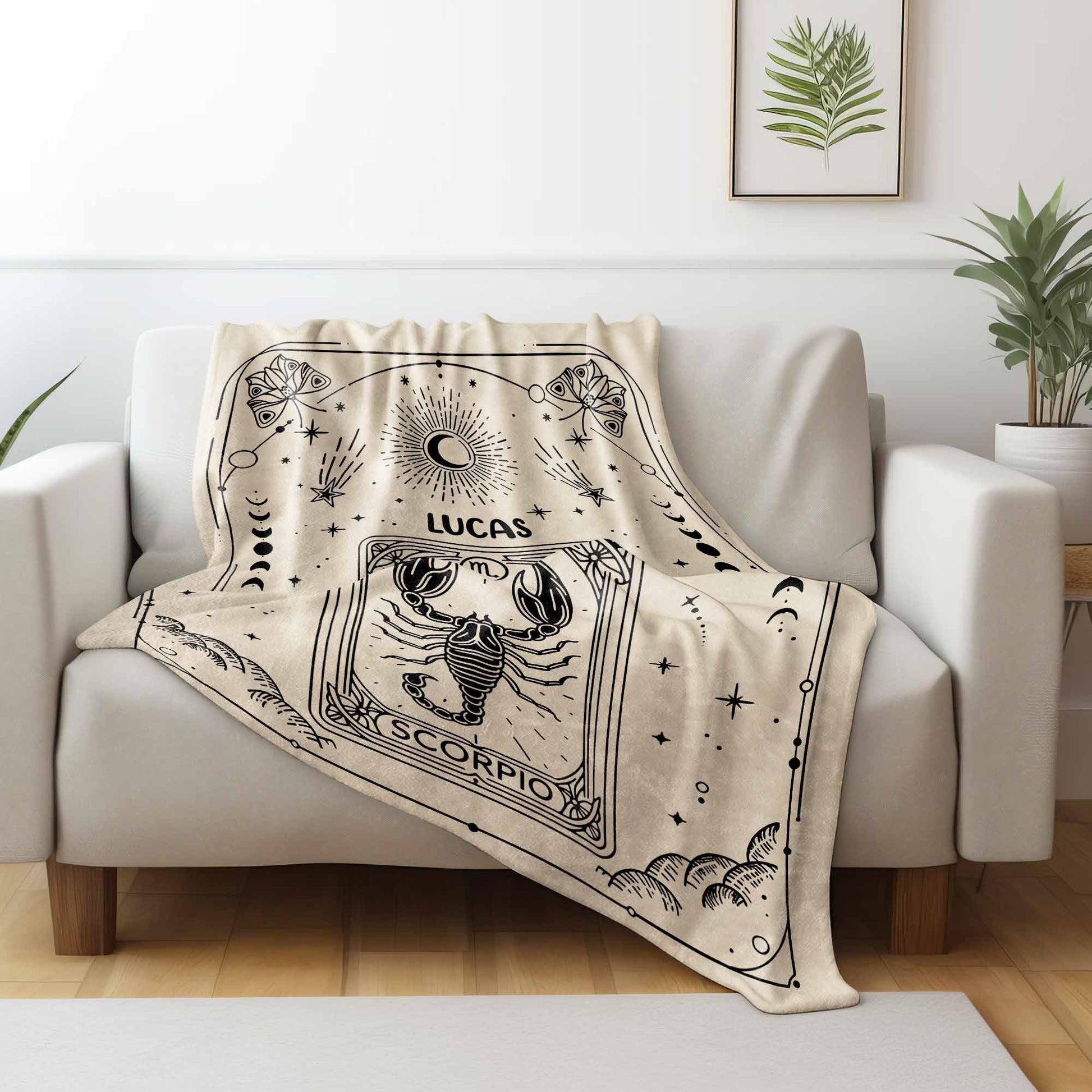 Zodiac Sign and Tarot Card Style Blanket For Scorpio