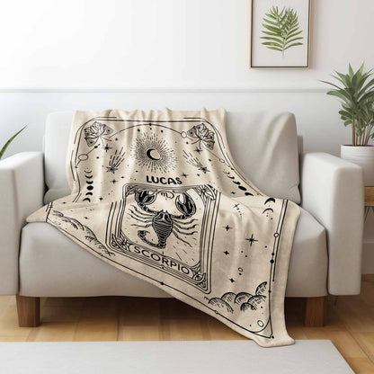Zodiac Sign and Tarot Card Style Blanket For Scorpio