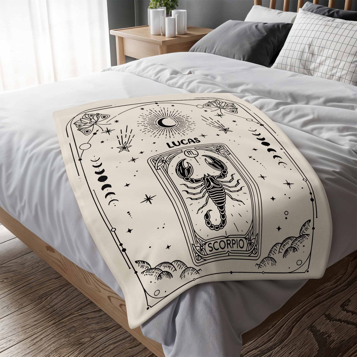 Zodiac Sign and Tarot Card Style Blanket For Scorpio