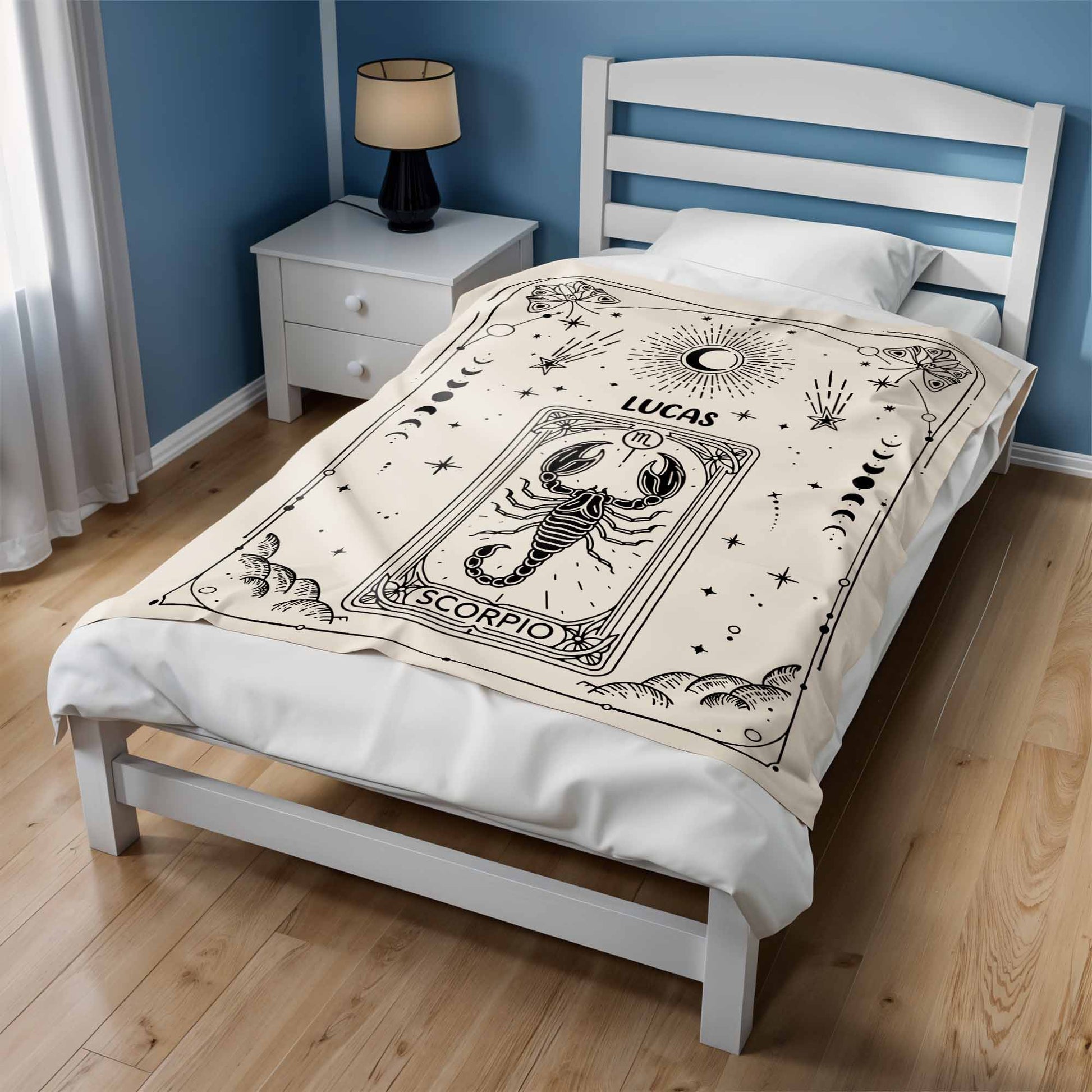 Zodiac Sign and Tarot Card Style Blanket For Scorpio
