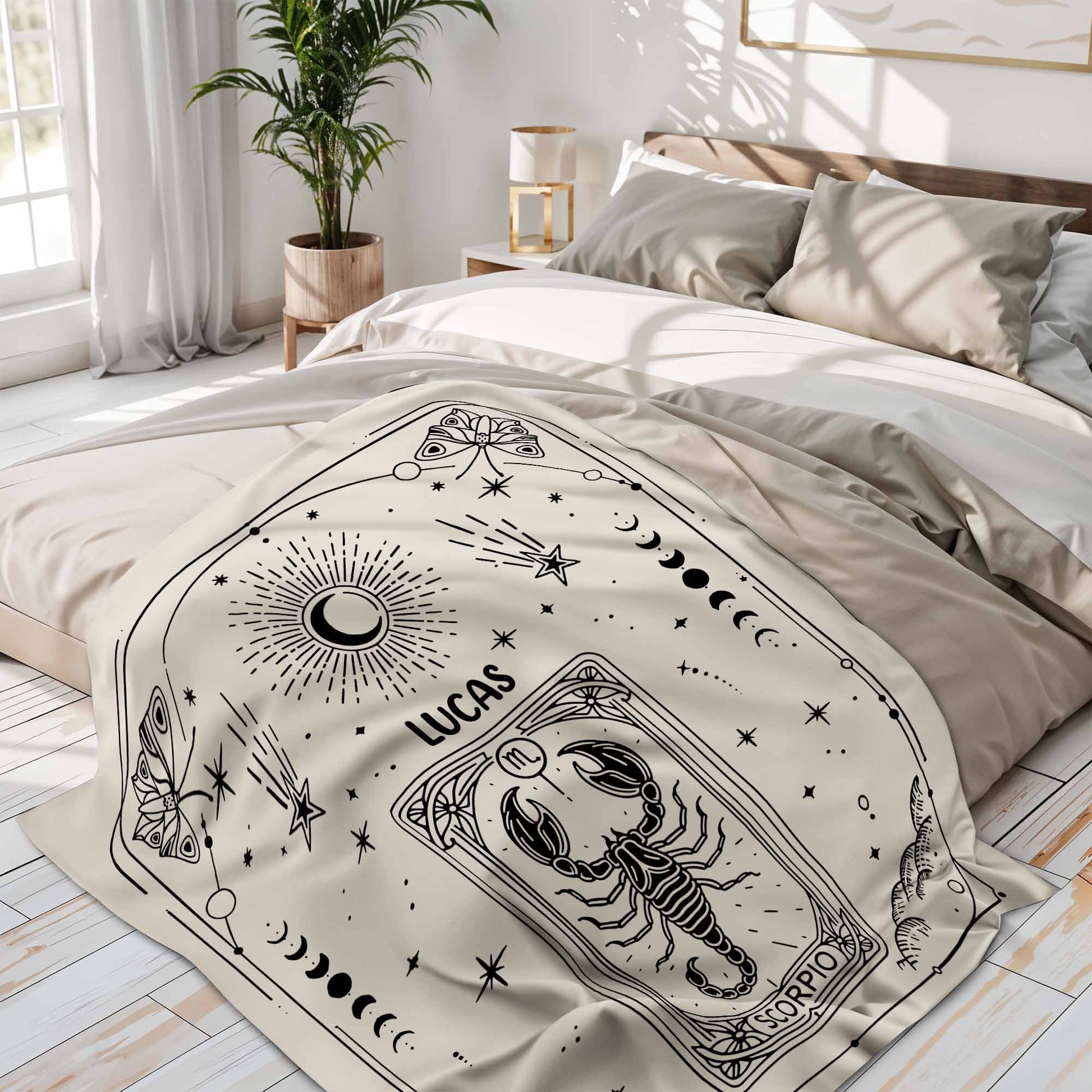 Zodiac Sign and Tarot Card Style Blanket For Scorpio
