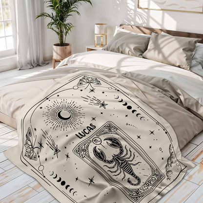 Zodiac Sign and Tarot Card Style Blanket For Scorpio