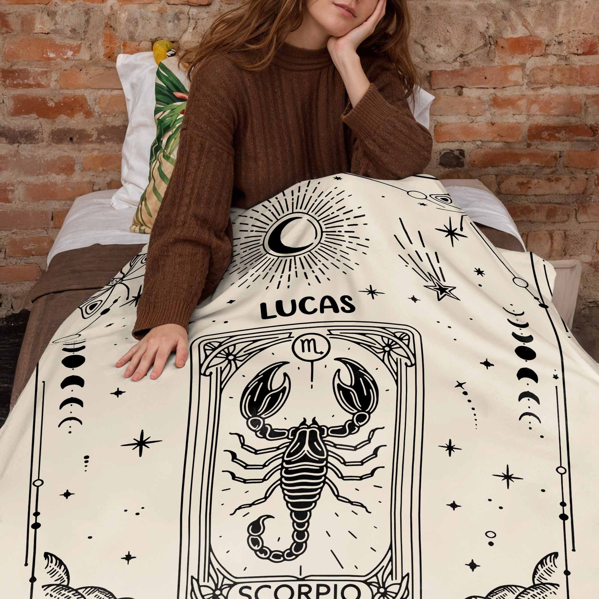 Zodiac Sign and Tarot Card Style Blanket For Scorpio