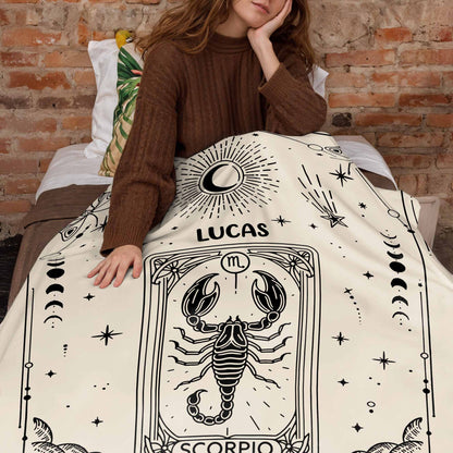Zodiac Sign and Tarot Card Style Blanket For Scorpio