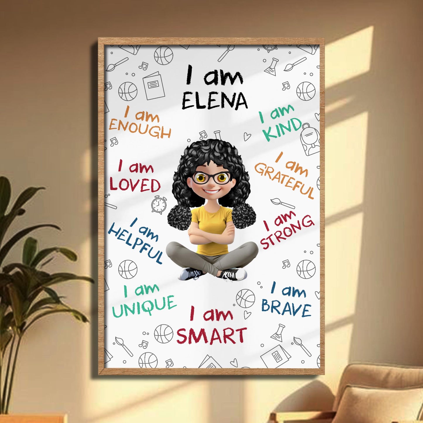 I Am Brave, Strong, Smart, Loved, Affirmation Poster