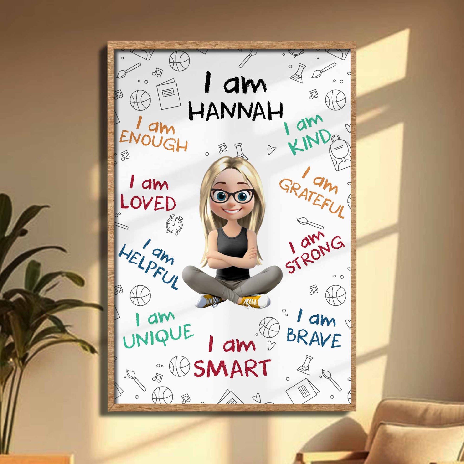 I Am Brave, Strong, Smart, Loved, Affirmation Poster