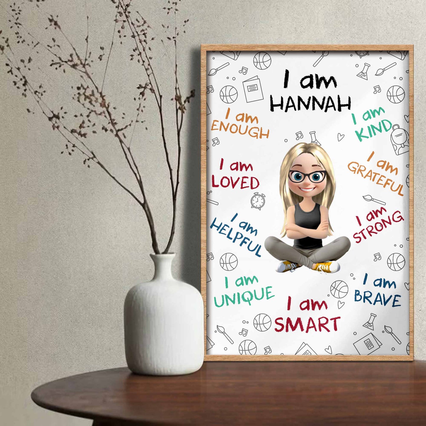 I Am Brave, Strong, Smart, Loved, Affirmation Poster
