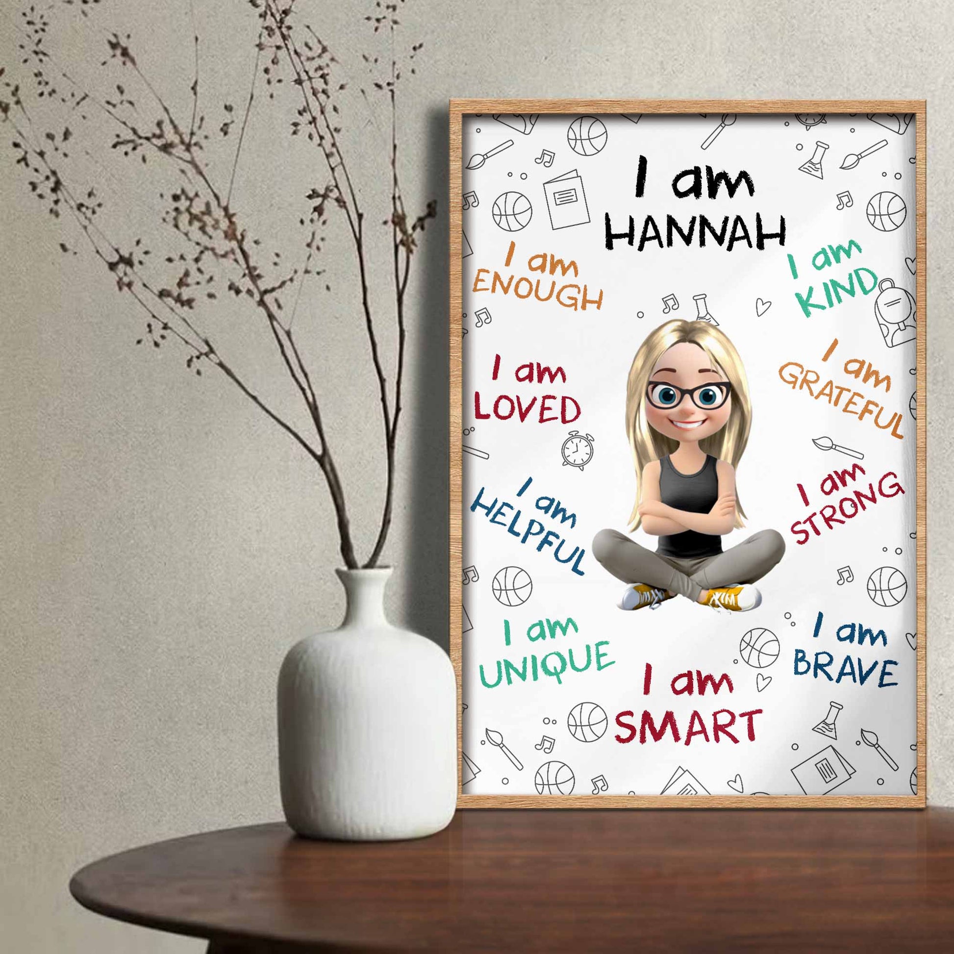 I Am Brave, Strong, Smart, Loved, Affirmation Poster