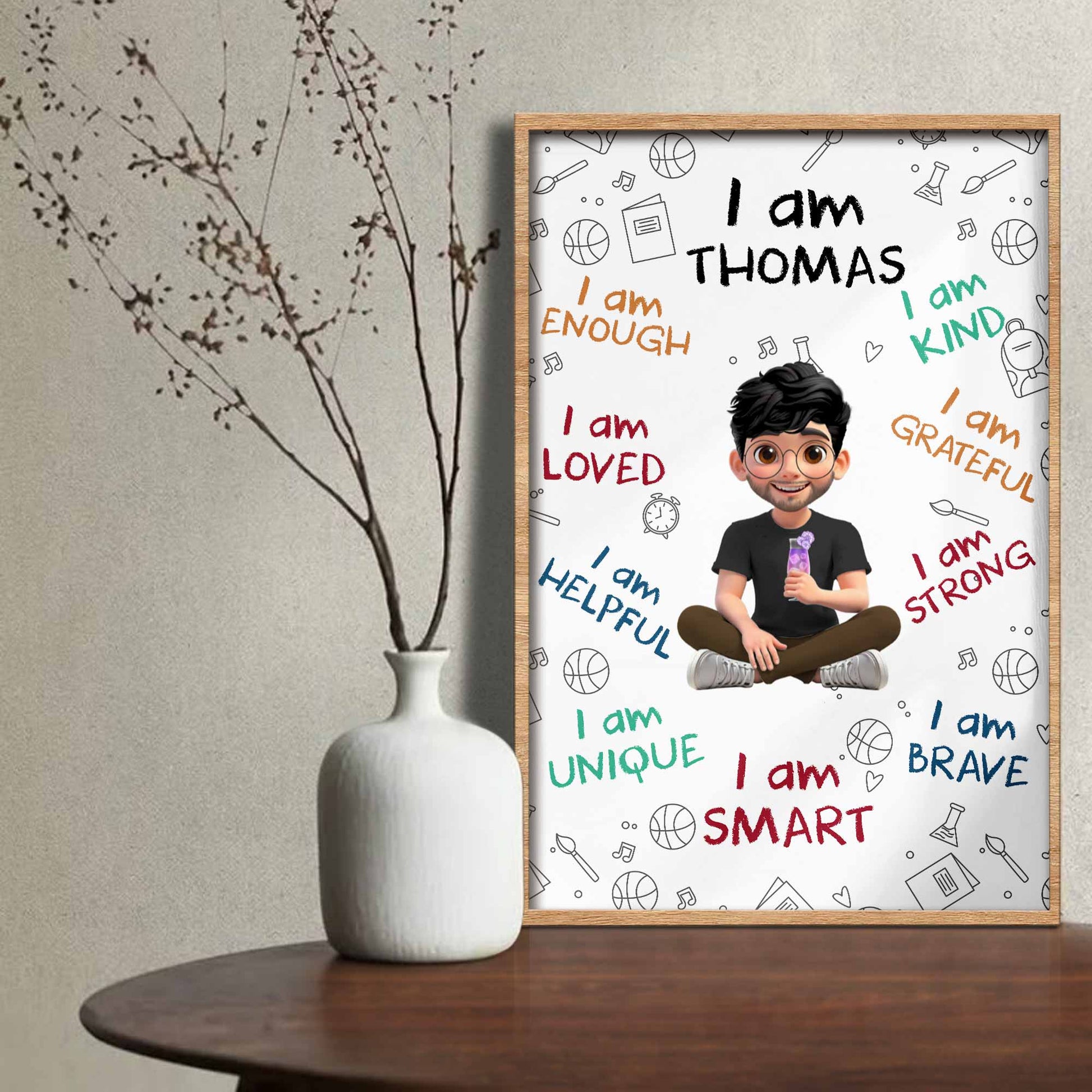 I Am Loved I Am Brave Positive Affirmations Cartoon Poster