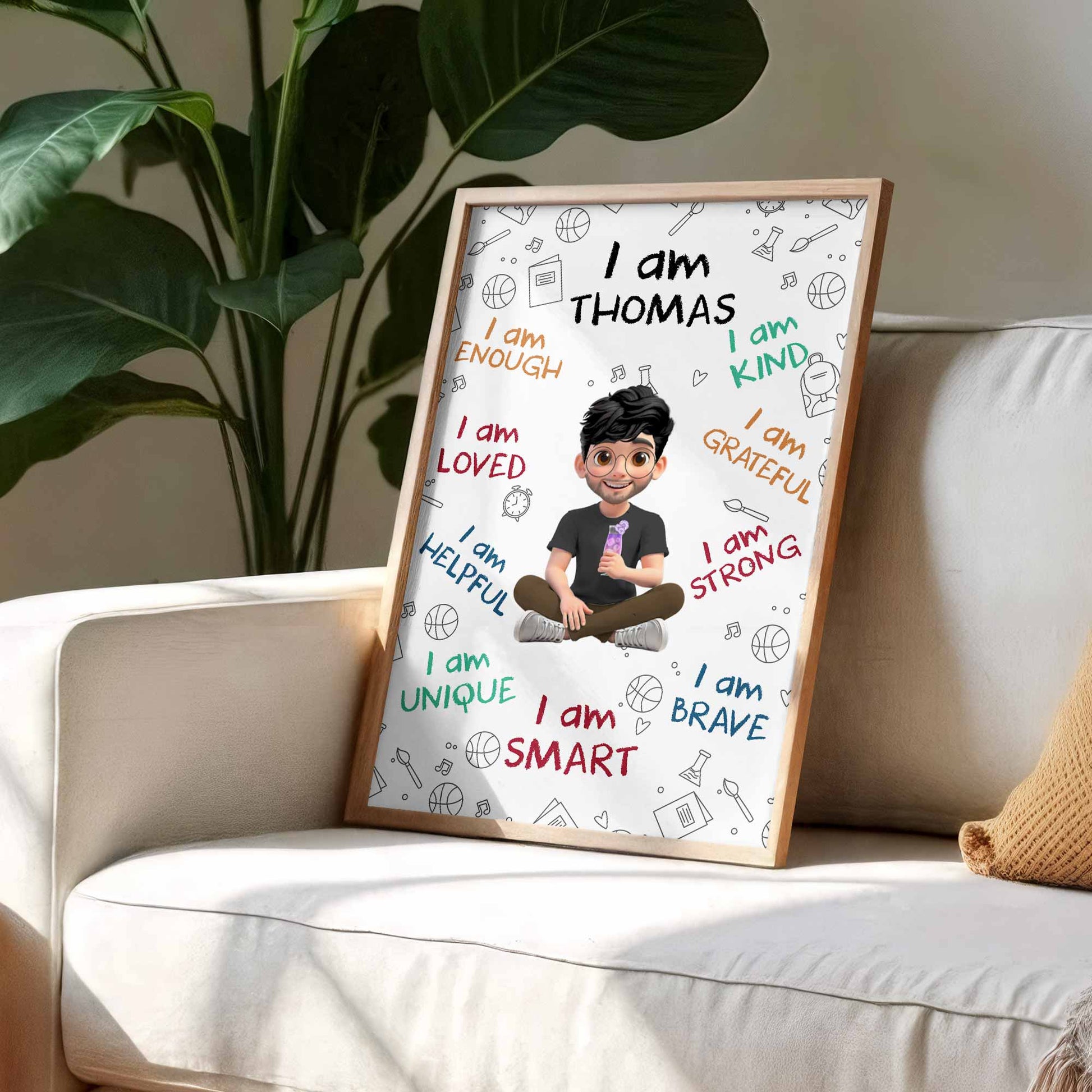I Am Loved I Am Brave Positive Affirmations Cartoon Poster