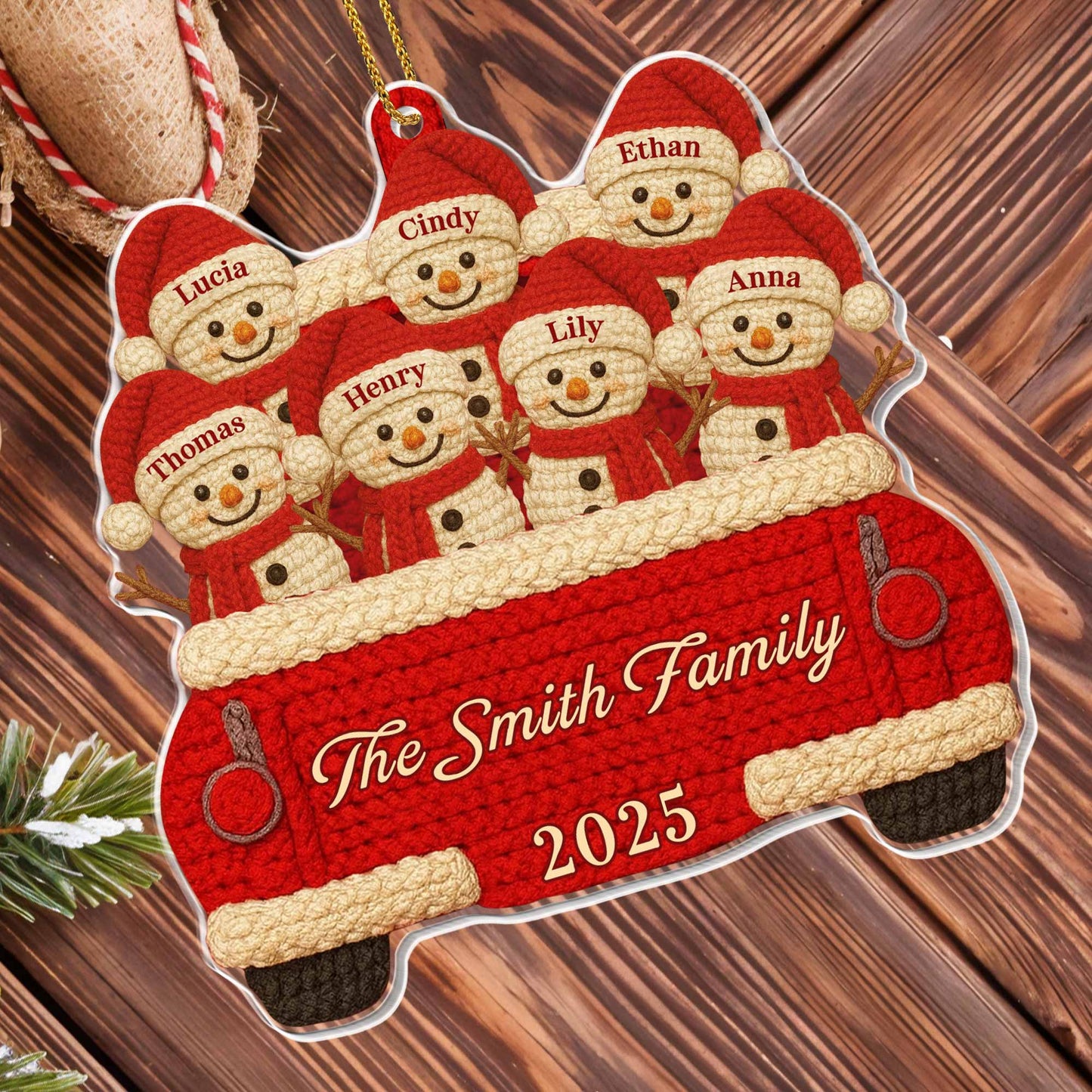 Custom Family Christmas Red Truck Ornament