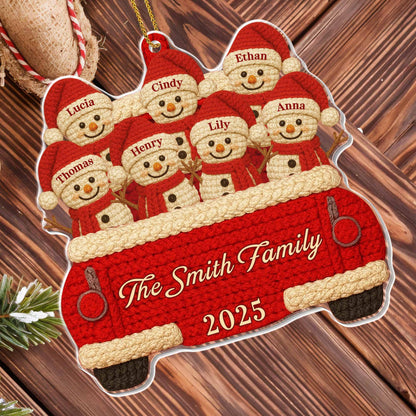 Custom Family Christmas Red Truck Ornament